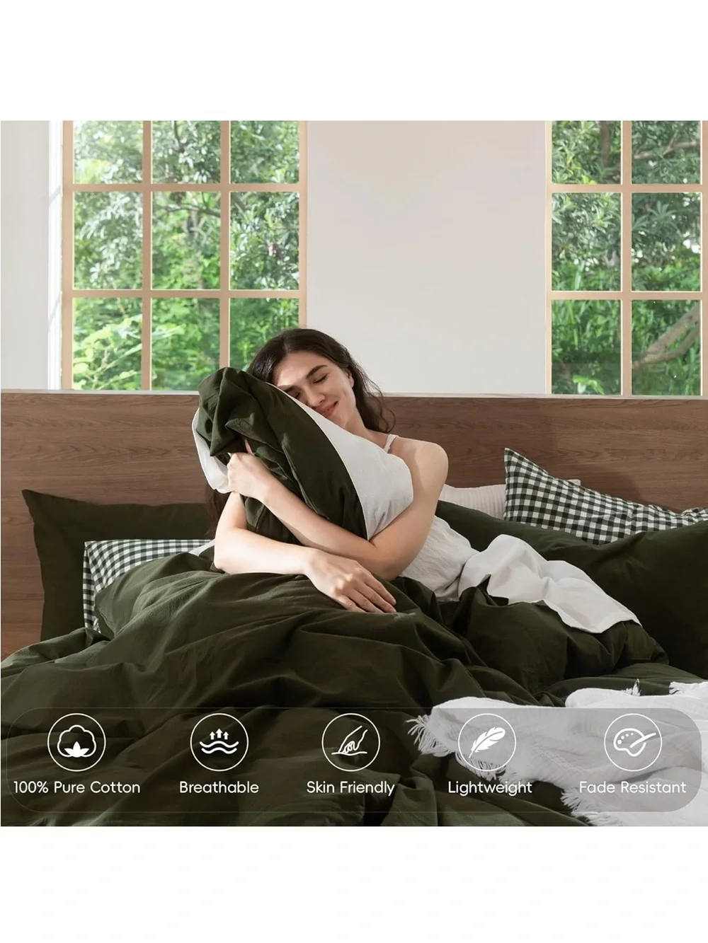 NEW MooMee Bedding Duvet Cover Set 100% Washed Cotton Linen Like Texture. King